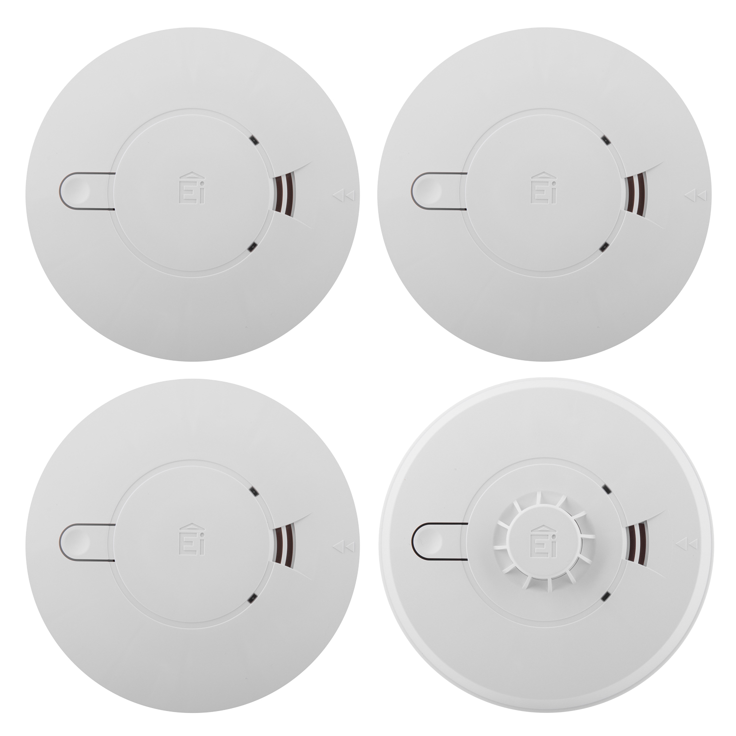 Image of the Mains Powered 3 Smoke Alarms and 1 Heat Alarm Kit with Alkaline Back-up Battery - Aico Ei140e Series
